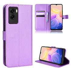 Coque Portefeuille Livre Cuir Etui Clapet BY1 pour Vivo Y55s (2021) Violet