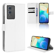 Coque Portefeuille Livre Cuir Etui Clapet BY1 pour Vivo Y74s 5G Blanc