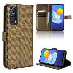 Coque Portefeuille Livre Cuir Etui Clapet BY1 pour Vivo Y75s 5G Marron