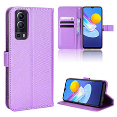 Coque Portefeuille Livre Cuir Etui Clapet BY1 pour Vivo Y75s 5G Violet