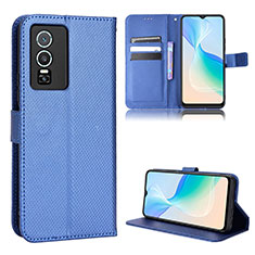 Coque Portefeuille Livre Cuir Etui Clapet BY1 pour Vivo Y76 5G Bleu