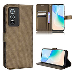 Coque Portefeuille Livre Cuir Etui Clapet BY1 pour Vivo Y76 5G Marron