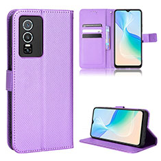 Coque Portefeuille Livre Cuir Etui Clapet BY1 pour Vivo Y76 5G Violet