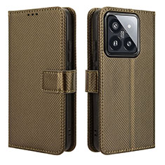 Coque Portefeuille Livre Cuir Etui Clapet BY1 pour Xiaomi Mi 14 5G Marron