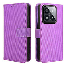 Coque Portefeuille Livre Cuir Etui Clapet BY1 pour Xiaomi Mi 14 Pro 5G Violet