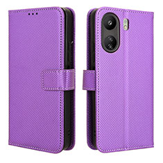 Coque Portefeuille Livre Cuir Etui Clapet BY1 pour Xiaomi Poco C65 Violet