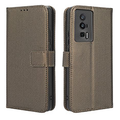 Coque Portefeuille Livre Cuir Etui Clapet BY1 pour Xiaomi Poco F5 Pro 5G Marron