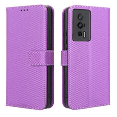 Coque Portefeuille Livre Cuir Etui Clapet BY1 pour Xiaomi Poco F5 Pro 5G Violet