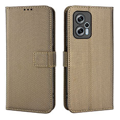 Coque Portefeuille Livre Cuir Etui Clapet BY1 pour Xiaomi Poco X4 GT 5G Marron