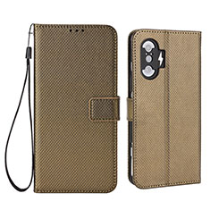 Coque Portefeuille Livre Cuir Etui Clapet BY1 pour Xiaomi Redmi K40 Gaming 5G Marron