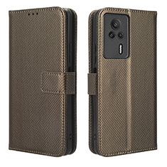 Coque Portefeuille Livre Cuir Etui Clapet BY1 pour Xiaomi Redmi K60E 5G Marron