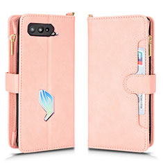 Coque Portefeuille Livre Cuir Etui Clapet BY2 pour Asus ROG Phone 5 Pro Or Rose