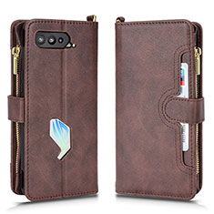 Coque Portefeuille Livre Cuir Etui Clapet BY2 pour Asus ROG Phone 5 Ultimate Marron