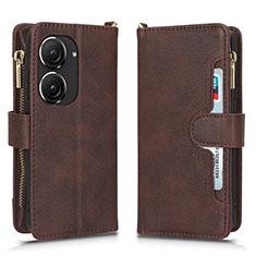 Coque Portefeuille Livre Cuir Etui Clapet BY2 pour Asus ZenFone 10 Marron