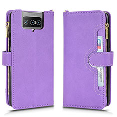 Coque Portefeuille Livre Cuir Etui Clapet BY2 pour Asus Zenfone 7 Pro ZS671KS Violet