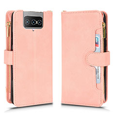 Coque Portefeuille Livre Cuir Etui Clapet BY2 pour Asus Zenfone 7 ZS670KS Or Rose