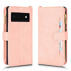 Coque Portefeuille Livre Cuir Etui Clapet BY2 pour Google Pixel 6 5G Or Rose