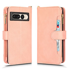 Coque Portefeuille Livre Cuir Etui Clapet BY2 pour Google Pixel 7 Pro 5G Or Rose