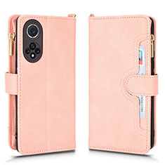 Coque Portefeuille Livre Cuir Etui Clapet BY2 pour Huawei Nova 9 Or Rose