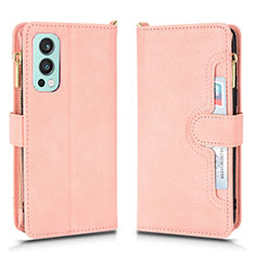 Coque Portefeuille Livre Cuir Etui Clapet BY2 pour OnePlus Nord 2 5G Or Rose