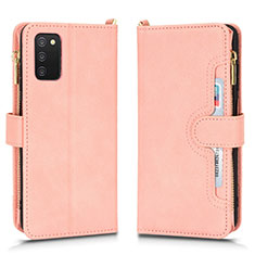 Coque Portefeuille Livre Cuir Etui Clapet BY2 pour Samsung Galaxy A02s Or Rose