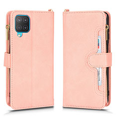 Coque Portefeuille Livre Cuir Etui Clapet BY2 pour Samsung Galaxy A12 5G Or Rose