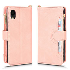 Coque Portefeuille Livre Cuir Etui Clapet BY2 pour Samsung Galaxy A22 5G SC-56B Or Rose