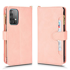 Coque Portefeuille Livre Cuir Etui Clapet BY2 pour Samsung Galaxy A52 4G Or Rose