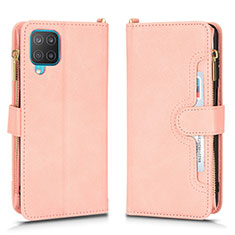 Coque Portefeuille Livre Cuir Etui Clapet BY2 pour Samsung Galaxy M12 Or Rose