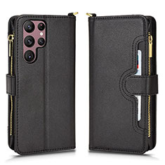 Coque Portefeuille Livre Cuir Etui Clapet BY2 pour Samsung Galaxy S22 Ultra 5G Noir