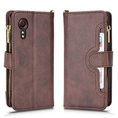 Coque Portefeuille Livre Cuir Etui Clapet BY2 pour Samsung Galaxy XCover 5 SM-G525F Marron