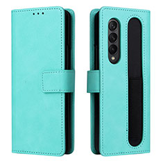 Coque Portefeuille Livre Cuir Etui Clapet BY2 pour Samsung Galaxy Z Fold3 5G Cyan