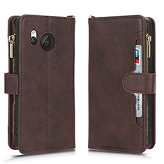 Coque Portefeuille Livre Cuir Etui Clapet BY2 pour Sharp Aquos R8 Marron