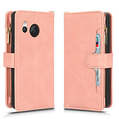 Coque Portefeuille Livre Cuir Etui Clapet BY2 pour Sharp Aquos R8 Or Rose