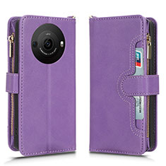 Coque Portefeuille Livre Cuir Etui Clapet BY2 pour Sharp Aquos R8 Pro Violet