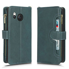 Coque Portefeuille Livre Cuir Etui Clapet BY2 pour Sharp Aquos R8 Vert