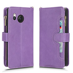 Coque Portefeuille Livre Cuir Etui Clapet BY2 pour Sharp Aquos R8 Violet