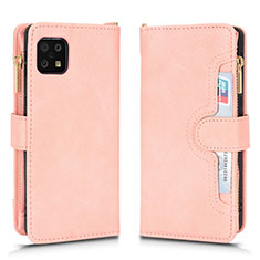 Coque Portefeuille Livre Cuir Etui Clapet BY2 pour Sharp Aquos Sense6 Or Rose