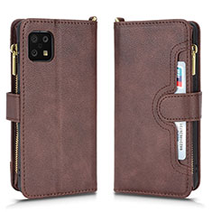 Coque Portefeuille Livre Cuir Etui Clapet BY2 pour Sharp Aquos Sense6s Marron