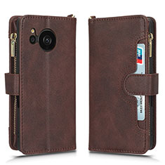 Coque Portefeuille Livre Cuir Etui Clapet BY2 pour Sharp Aquos Sense7 Plus Marron