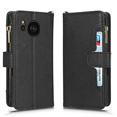 Coque Portefeuille Livre Cuir Etui Clapet BY2 pour Sharp Aquos Sense7 Plus Noir