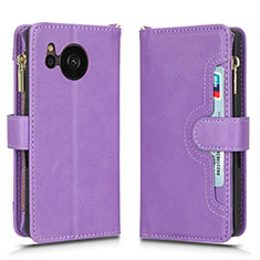 Coque Portefeuille Livre Cuir Etui Clapet BY2 pour Sharp Aquos Sense7 Plus Violet