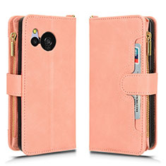 Coque Portefeuille Livre Cuir Etui Clapet BY2 pour Sharp Aquos Sense8 Or Rose