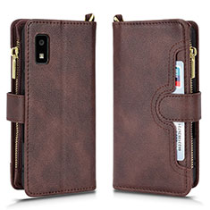 Coque Portefeuille Livre Cuir Etui Clapet BY2 pour Sharp Aquos wish Marron