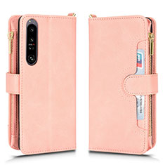 Coque Portefeuille Livre Cuir Etui Clapet BY2 pour Sony Xperia 1 IV SO-51C Or Rose