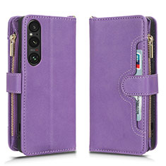 Coque Portefeuille Livre Cuir Etui Clapet BY2 pour Sony Xperia 1 V Violet