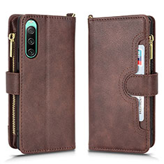 Coque Portefeuille Livre Cuir Etui Clapet BY2 pour Sony Xperia 10 IV SO-52C Marron