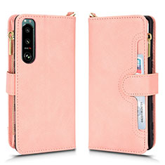 Coque Portefeuille Livre Cuir Etui Clapet BY2 pour Sony Xperia 5 III SO-53B Or Rose