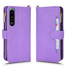 Coque Portefeuille Livre Cuir Etui Clapet BY2 pour Sony Xperia 5 III SO-53B Violet