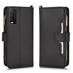 Coque Portefeuille Livre Cuir Etui Clapet BY2 pour Vivo Y12A Noir